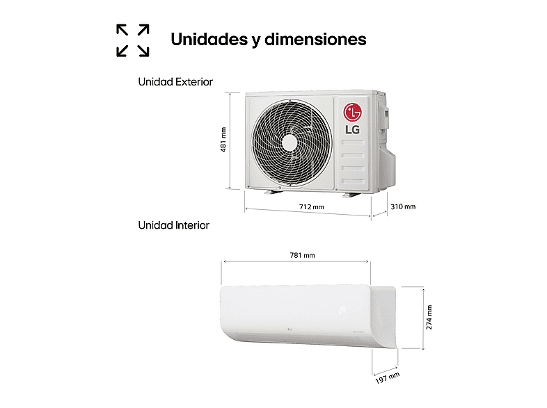 Aire acondicionado LG Split 1x1 Wi‑Fi con instalación estándar incluida